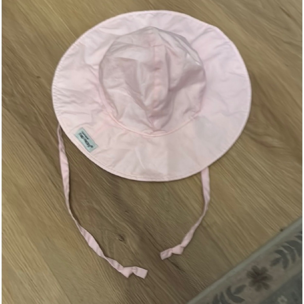 The Original Flap Happy Baby Girls Sun Hat Pink Wide Brim Bucket Hat with Ties